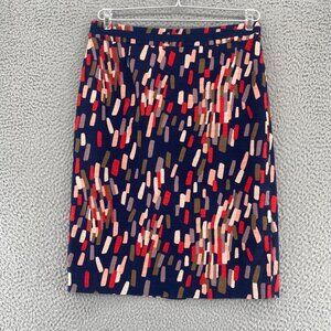 Boden Skirt Womens 6 Navy Multi Pattern Stretch Knee Length Pencil Straight Work